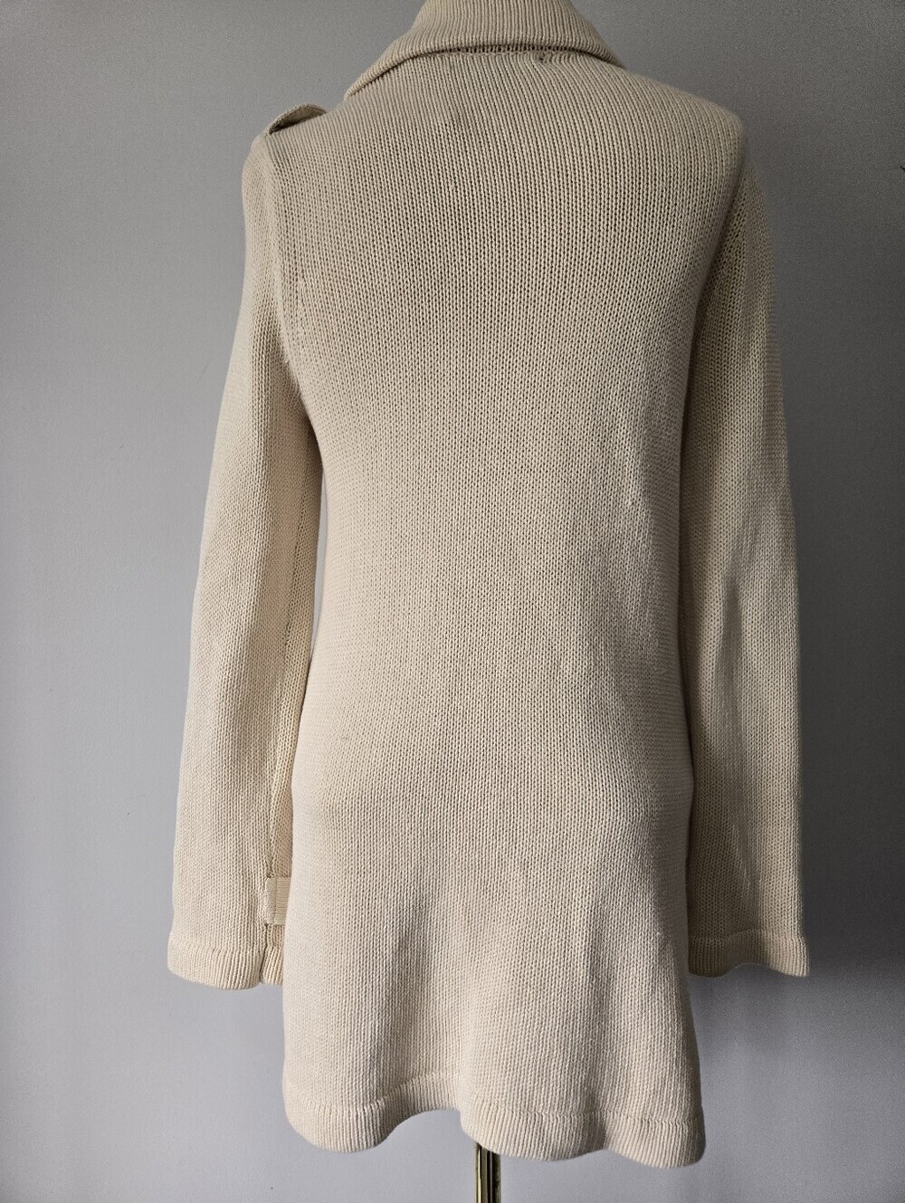 Eddie Bauer Linen And Cotton Cream Knit Trench Coatigan. Size Small - Picture 9 of 13